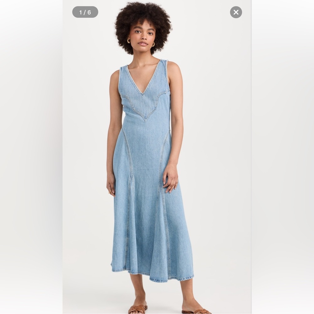 Re/Done Denim Western Sleeveless V-Neck Dress Size XS